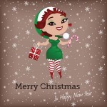 Christmas card with cute elf